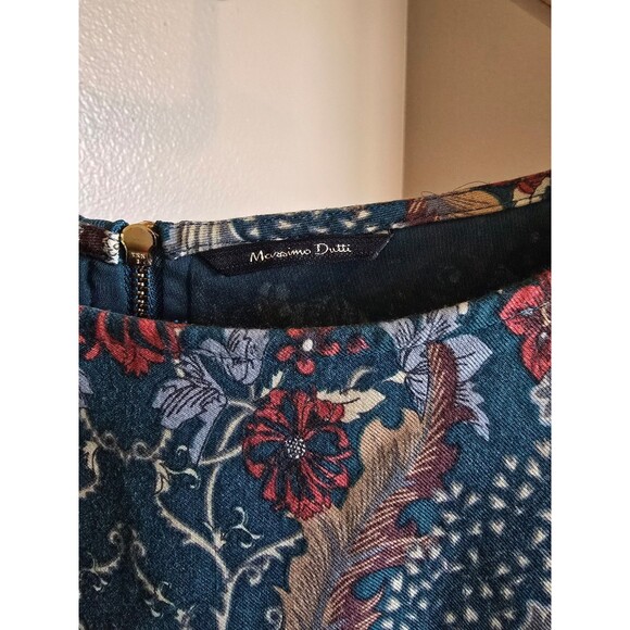 Massimo Dutti green floral lined dress women's size 6 (40) - Picture 3 of 12